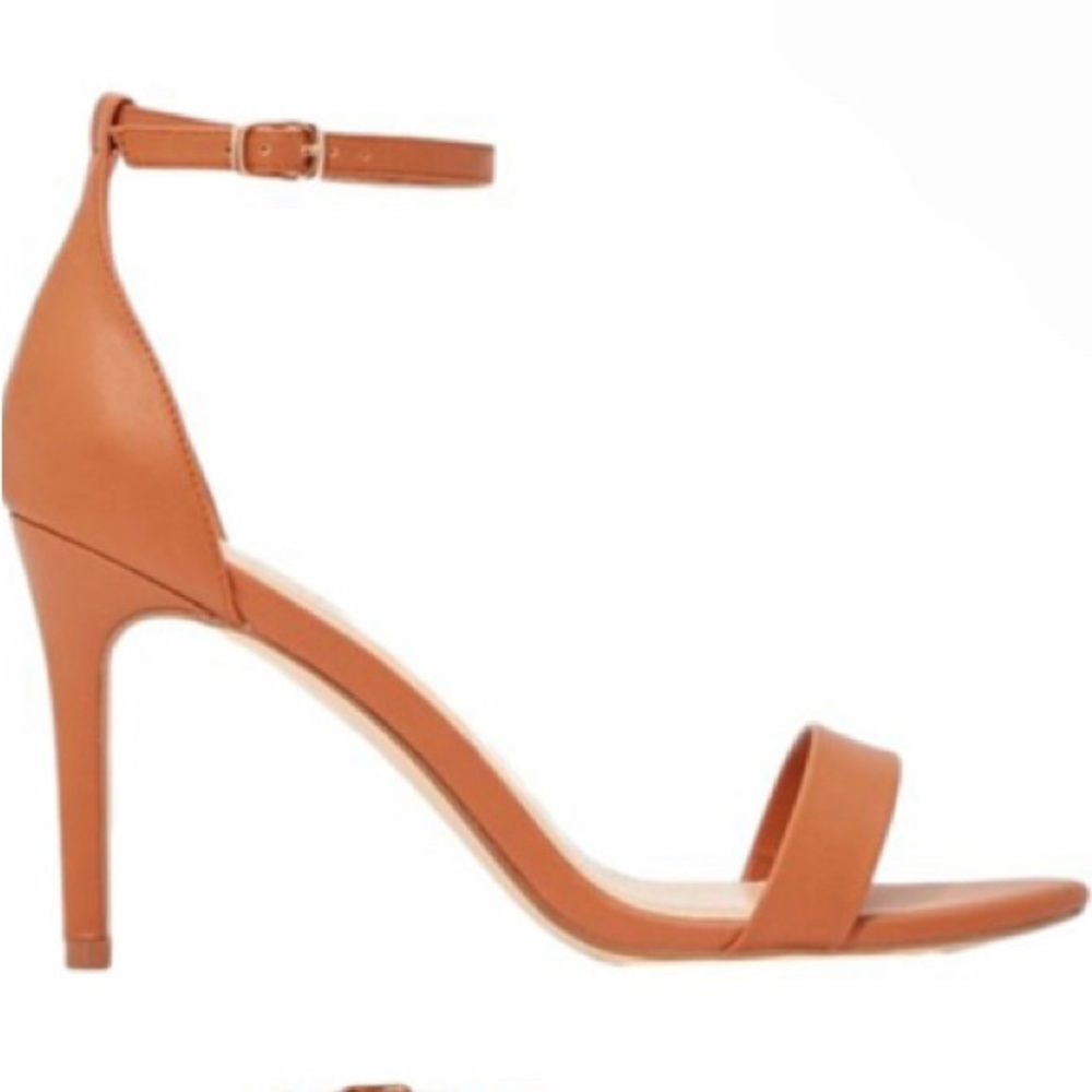 NWOB JUSTFAB Seidra Barely There Wide Fit Tan Strappy Heel Sandals